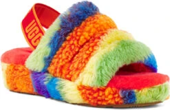 UGG Women's Fluff Yeah Slide Cali Collage -Shoe Store ugg womens fluff yeah slide cali collage rainbow stripes 1120002 rstr 40335.1622215281